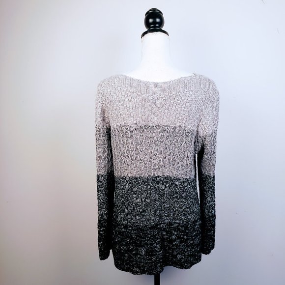 CROFT & BARROW Sweater, Gray Colorblock Cotton Acrylic Knit Long Sleeve, XXL - Picture 4 of 11